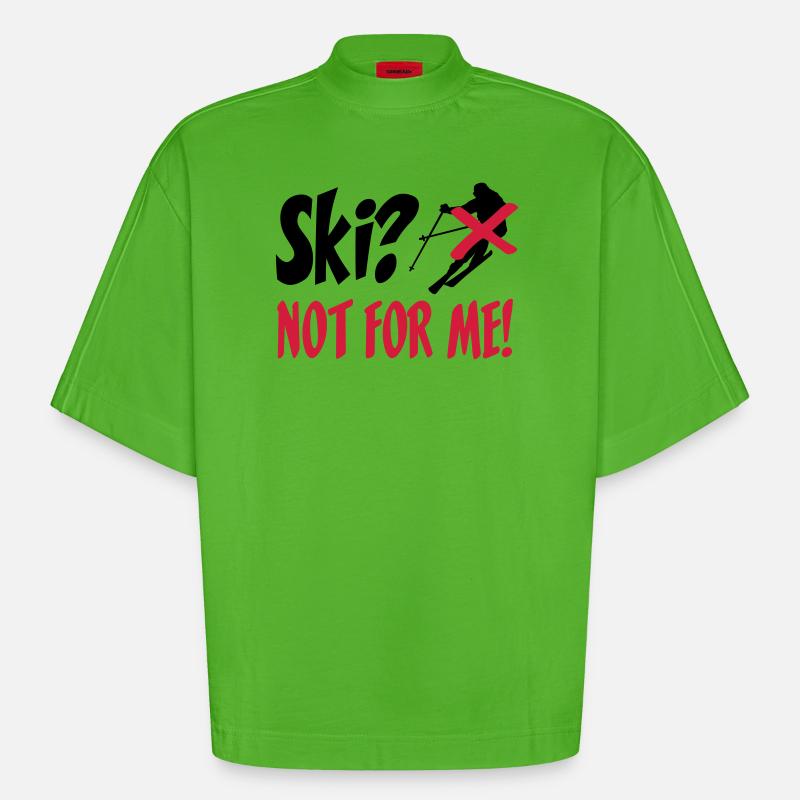 I hate Ski - Heavyweight Oversized Organic Boxy T-Shirt Made in EU - Apple Neon