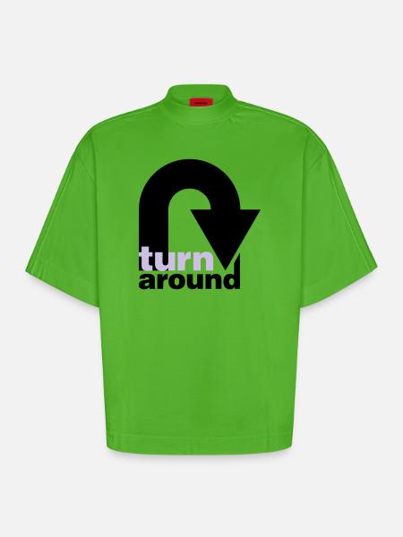 turn around - Heavyweight Oversized Organic Boxy T-Shirt Made in EU - Apple Neon