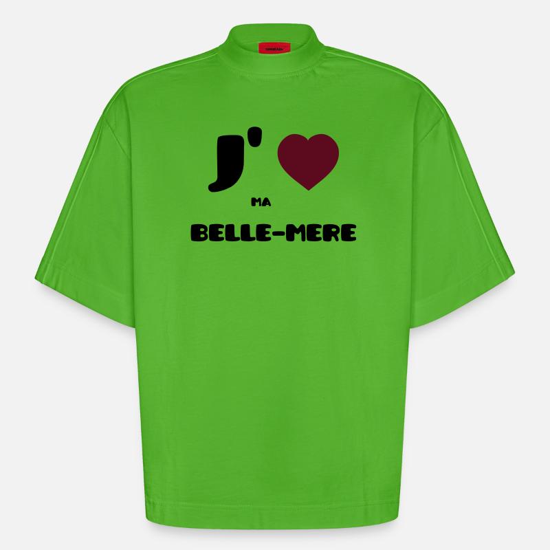 Ich liebe meine Mutter (V) - Heavyweight Oversized Organic Boxy T-Shirt Made in EU - Apple Neon