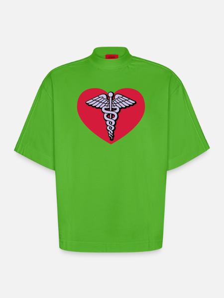 Doctor of love - Heavyweight Oversized Organic Boxy T-Shirt Made in EU - Apple Neon