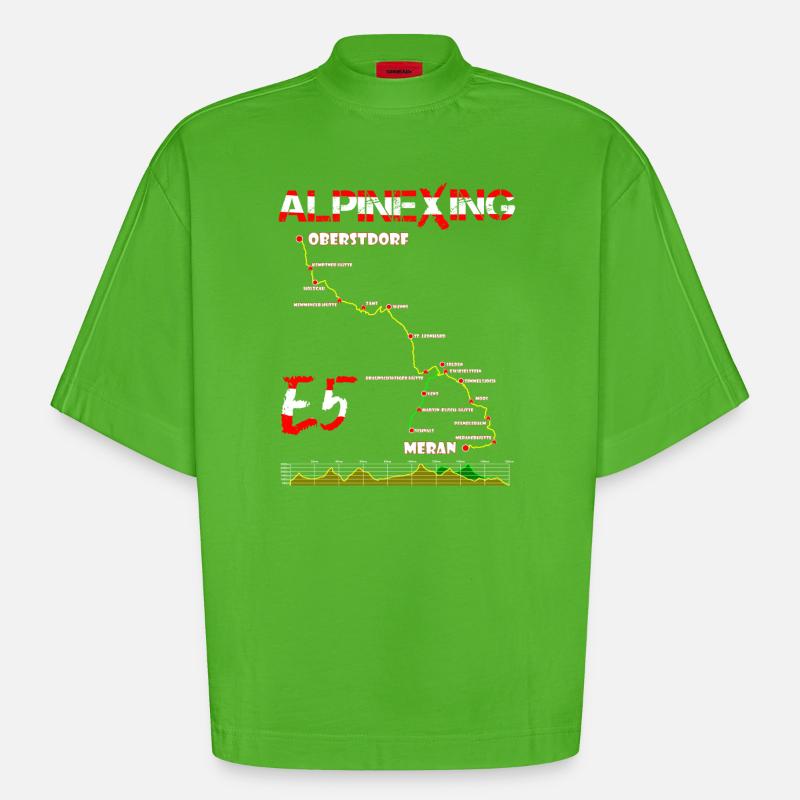E5 Oberstdorf Merano - T-shirt bio épais oversize Boxy fabriqué en UE - Apple Neon