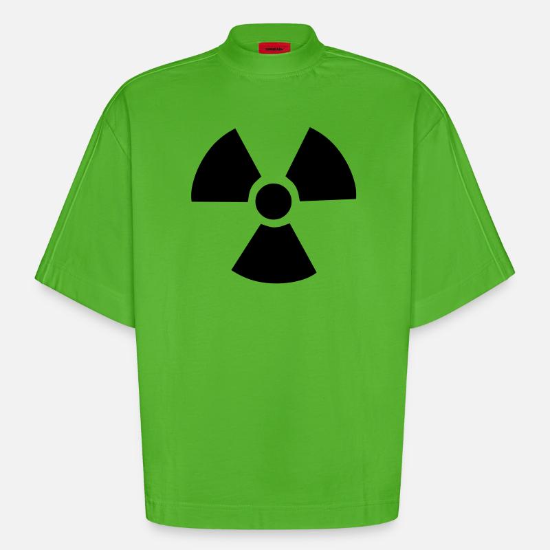 Radioactive Symbol - Heavyweight Oversized Organic Boxy T-Shirt Made in EU - Apple Neon