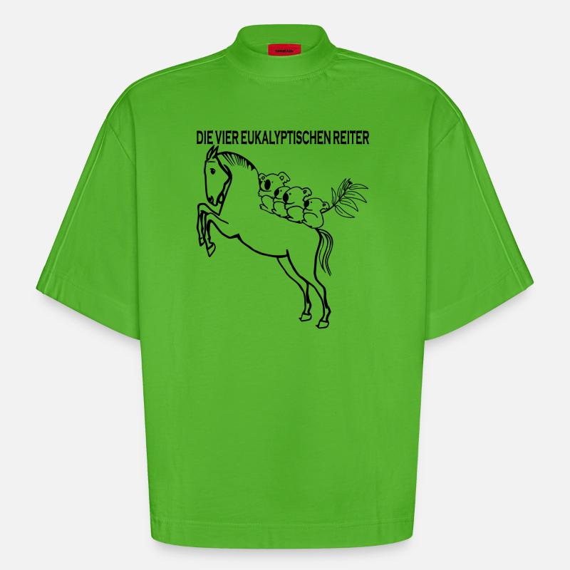 Die vier eukalyptischen Reiter - Heavyweight Oversized Organic Boxy T-Shirt Made in EU - Apple Neon