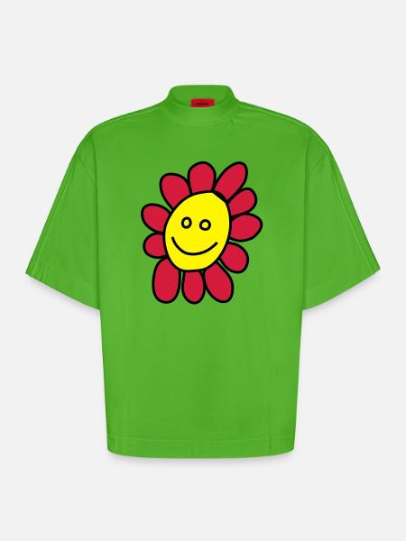 I am a flower - Heavyweight Oversized Organic Boxy T-Shirt Made in EU - Apple Neon