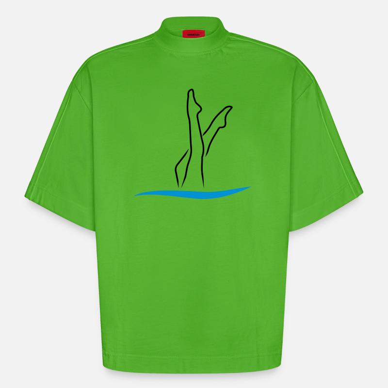 synchronized swimming - Heavyweight Oversized Organic Boxy T-Shirt Made in EU - Apple Neon