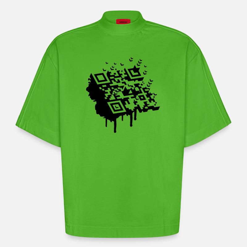 3D Barcode als Graffiti - Heavyweight Oversized Organic Boxy T-Shirt Made in EU - Apple Neon