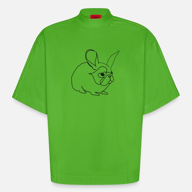 Hase oder Mops - Heavyweight Oversized Organic Boxy T-Shirt Made in EU - Apple Neon