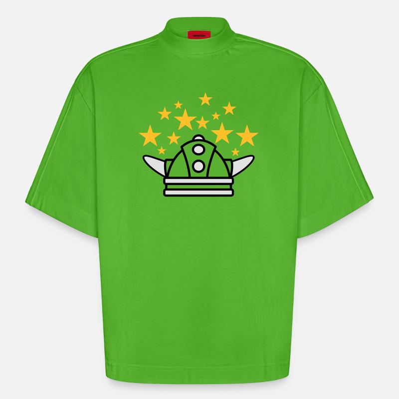 Wikinger Helm Idee - Heavyweight Oversized Organic Boxy T-Shirt Made in EU - Apple Neon