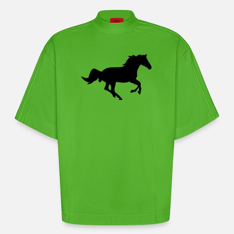 Un cheval - T-shirt bio épais oversize Boxy fabriqué en UE - Apple Neon