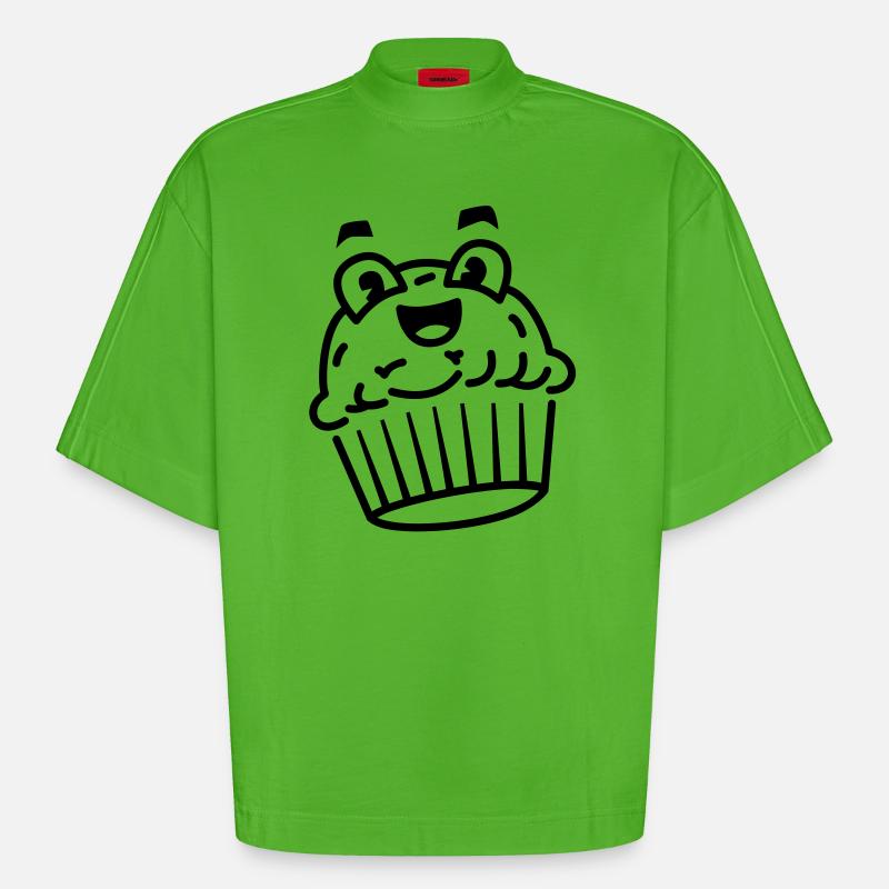Cupcake - Heavyweight Oversized Organic Boxy T-Shirt Made in EU - Apple Neon