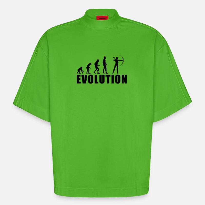 EVOLUTION BOGENSCHIESSEN Geschenk - Heavyweight Oversized Organic Boxy T-Shirt Made in EU - Apple Neon