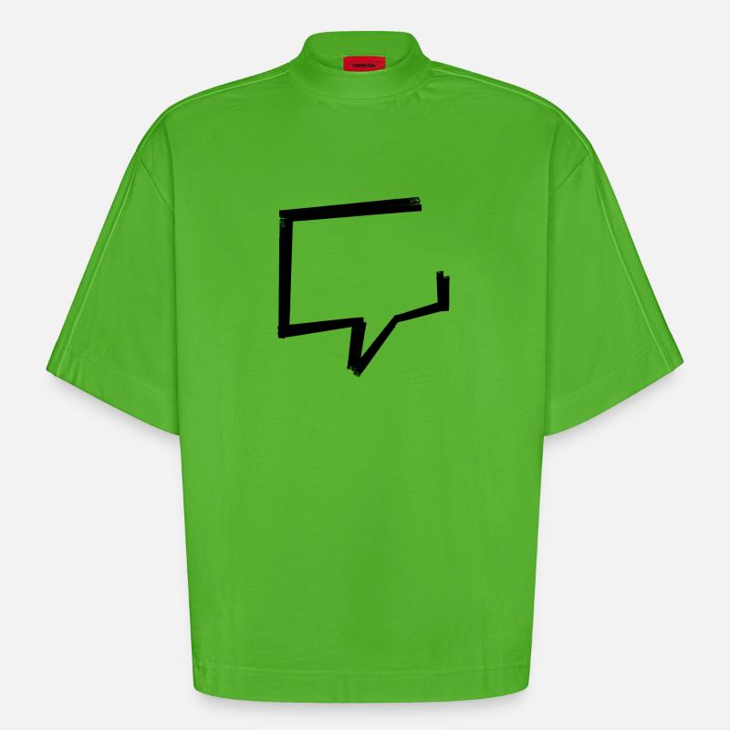 Bulle de dialogue - bande - T-shirt bio épais oversize Boxy fabriqué en UE - Apple Neon
