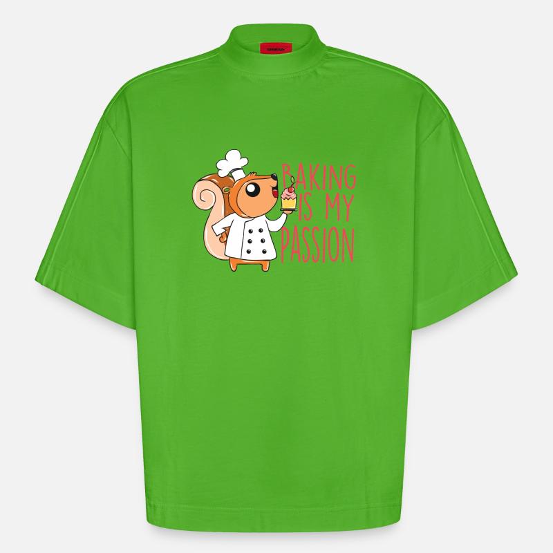 Backen Eichhörnchen - Heavyweight Oversized Organic Boxy T-Shirt Made in EU - Apple Neon