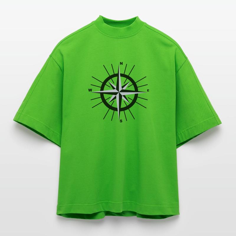 Compass nautique T-shirt bio épais oversize Boxy fabriqué en UE