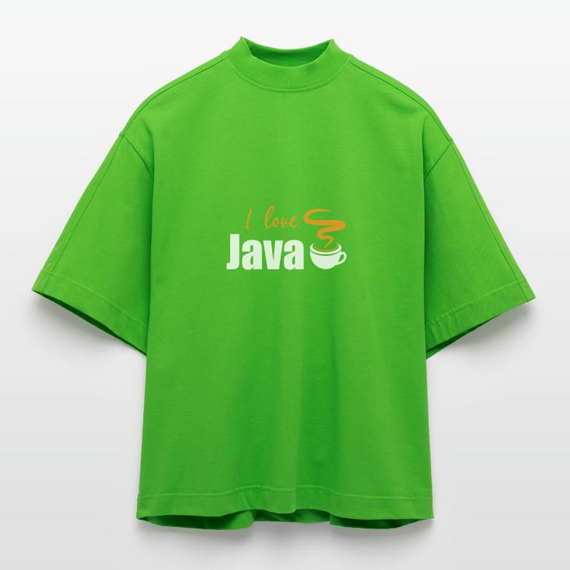 I love Java Heavyweight Oversized Organic Boxy T-Shirt Made in EU