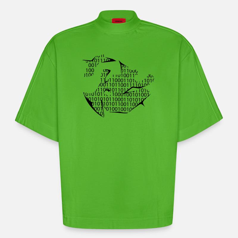 binary code - Heavyweight Oversized Organic Boxy T-Shirt Made in EU - Apple Neon