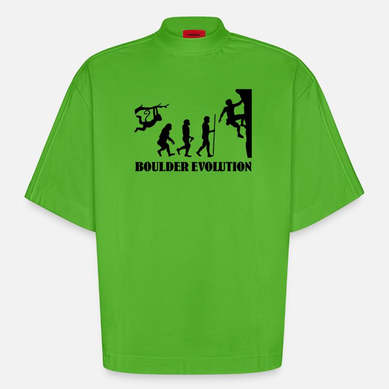 Boulder Evolution Escalade Alpinisme Boulderer - T-shirt bio épais oversize Boxy fabriqué en UE - Apple Neon