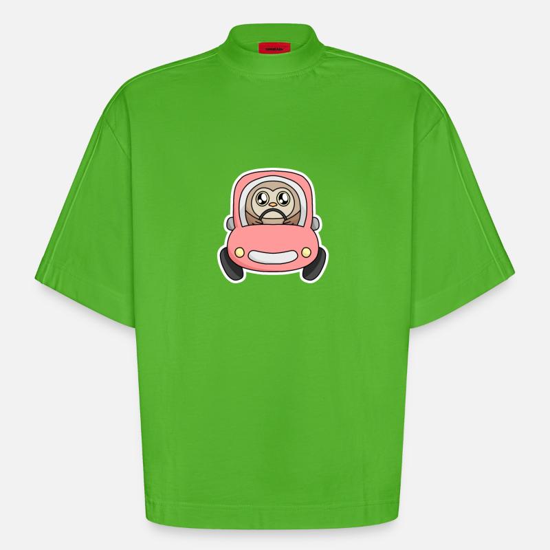 Eule Auto - Heavyweight Oversized Organic Boxy T-Shirt Made in EU - Apple Neon