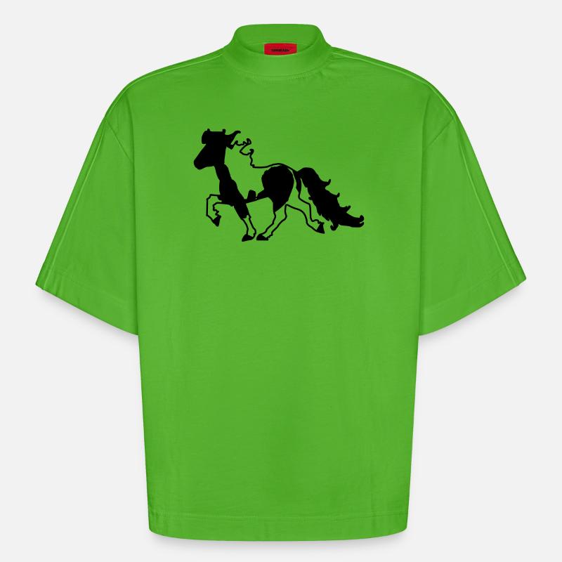 Islandpferd Schecke verspielt  - Heavyweight Oversized Organic Boxy T-Shirt Made in EU - Apple Neon
