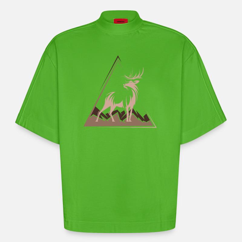 Deer Deer Cadeau de Noël - T-shirt bio épais oversize Boxy fabriqué en UE - Apple Neon