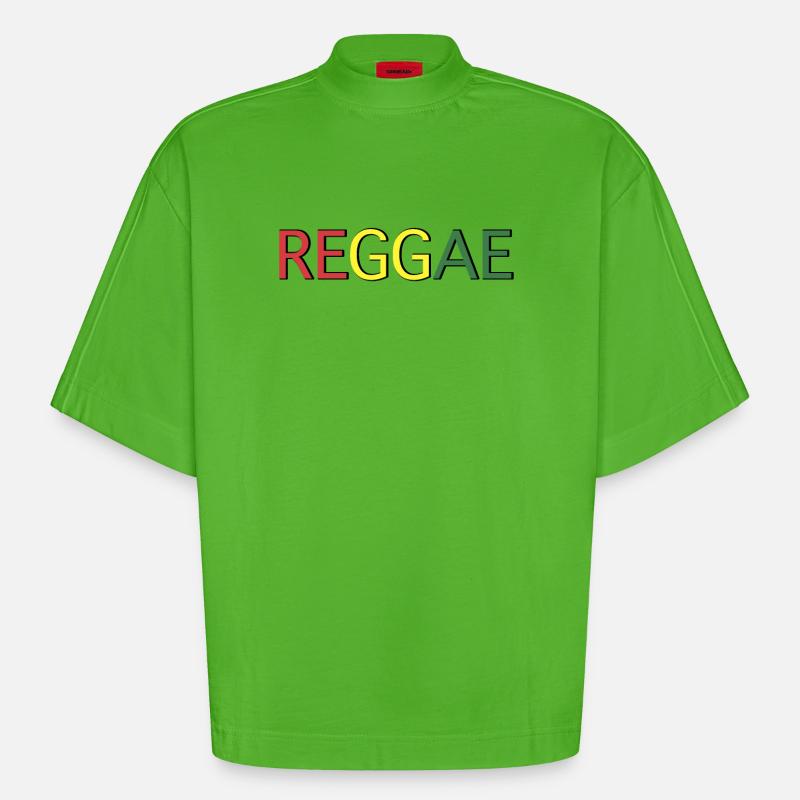 Reggae Farbcode Schriftzug - Heavyweight Oversized Organic Boxy T-Shirt Made in EU - Apple Neon