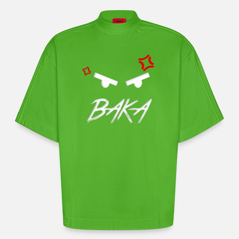 Baka Expression dans l’anime - T-shirt bio épais oversize Boxy fabriqué en UE - Apple Neon