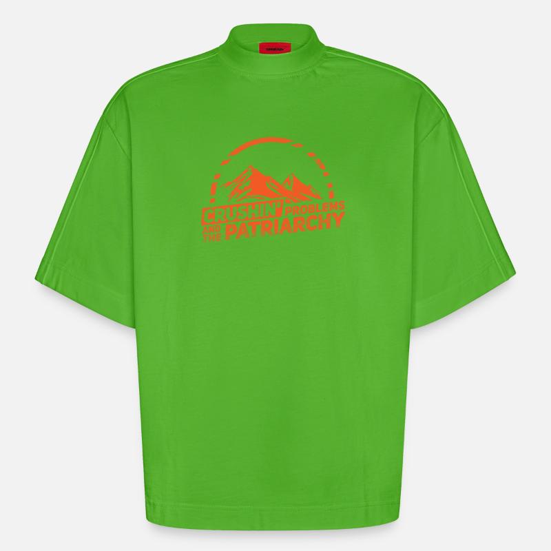 Geschenk Kletterer Boulderer klettern - Heavyweight Oversized Organic Boxy T-Shirt Made in EU - Apple Neon