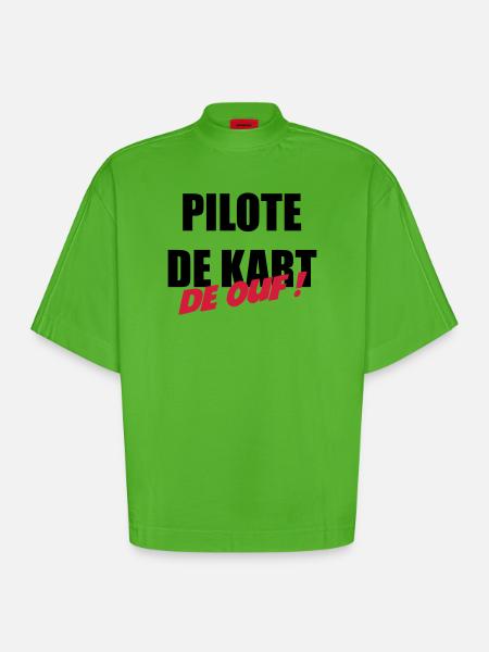 Go-Kart / Karting / Kart / Fahrer - Heavyweight Oversized Organic Boxy T-Shirt Made in EU - Apple Neon