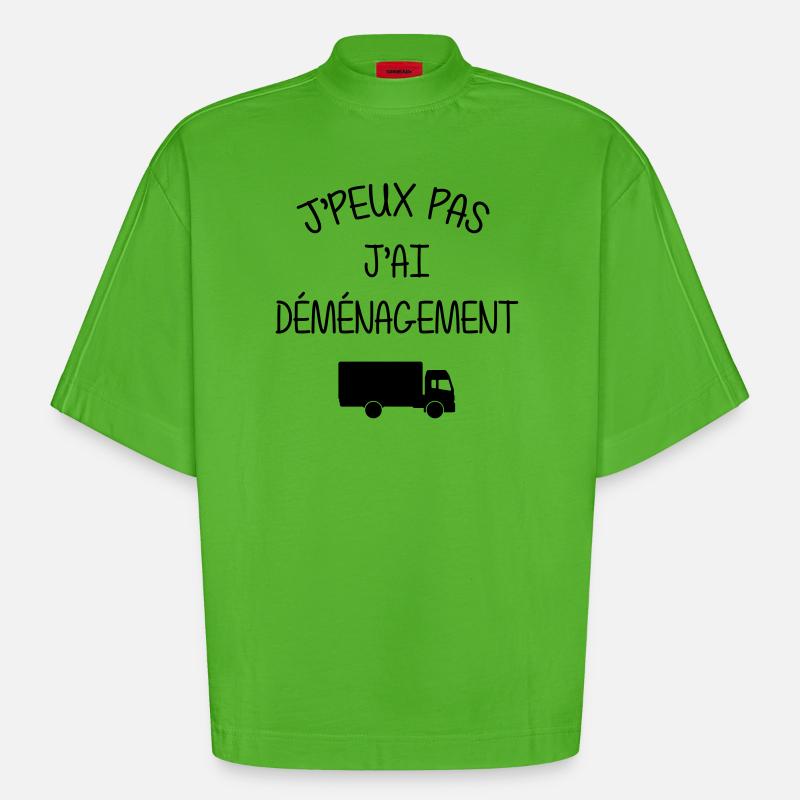 frachtführer / möbelpacker / mover / bewegen - Heavyweight Oversized Organic Boxy T-Shirt Made in EU - Apple Neon