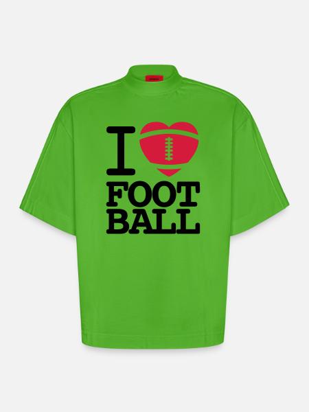 I love football - Heavyweight oversized organic boxy T-shirt made in EU - Apple Neon