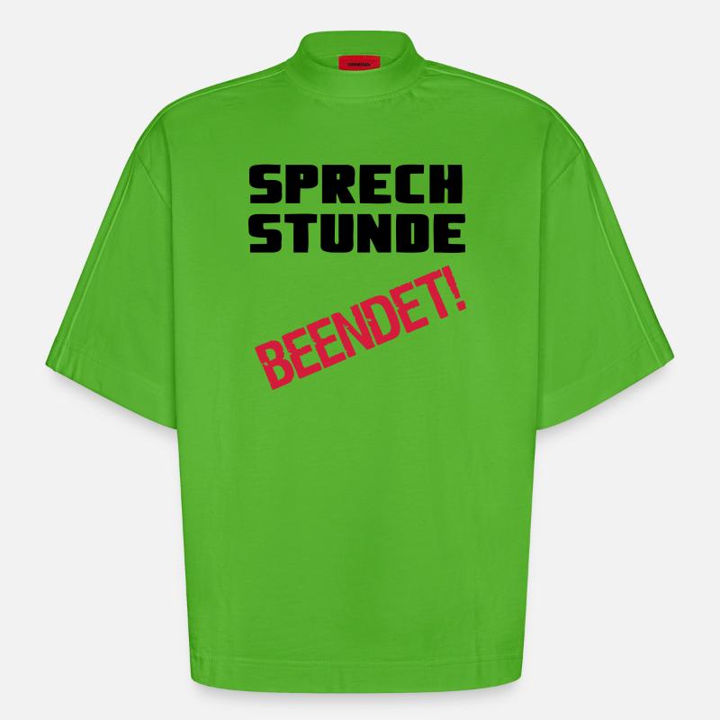 Sprechstunde beendet Medizin Spruch Geschenk - Heavyweight Oversized Organic Boxy T-Shirt Made in EU - Apple Neon