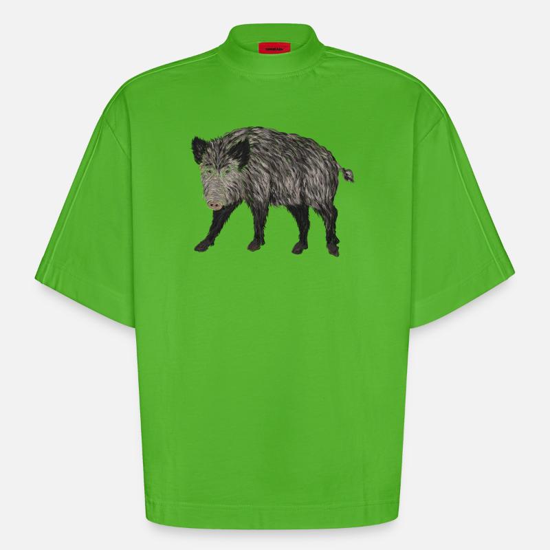 boar - Heavyweight Oversized Organic Boxy T-Shirt Made in EU - Apple Neon