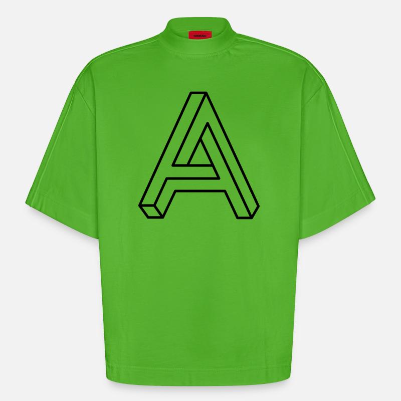 Forme Impossible – Conception d’illusion d’optique - T-shirt bio épais oversize Boxy fabriqué en UE - Apple Neon