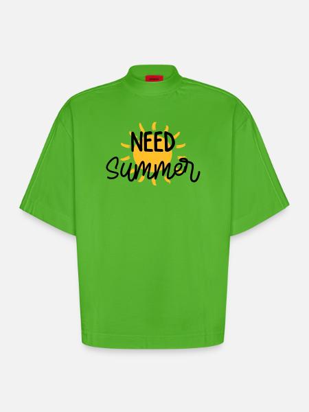 été / vacances / plage / soleil / mer - T-shirt bio épais oversize Boxy fabriqué en UE - Apple Neon