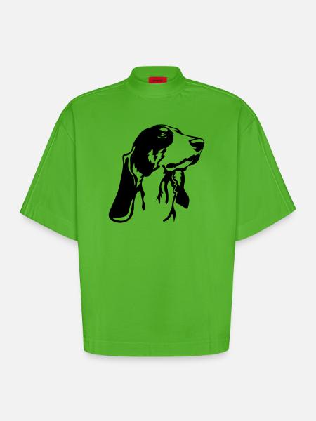 Bernese hound head - Heavyweight Oversized Organic Boxy T-Shirt Made in EU - Apple Neon