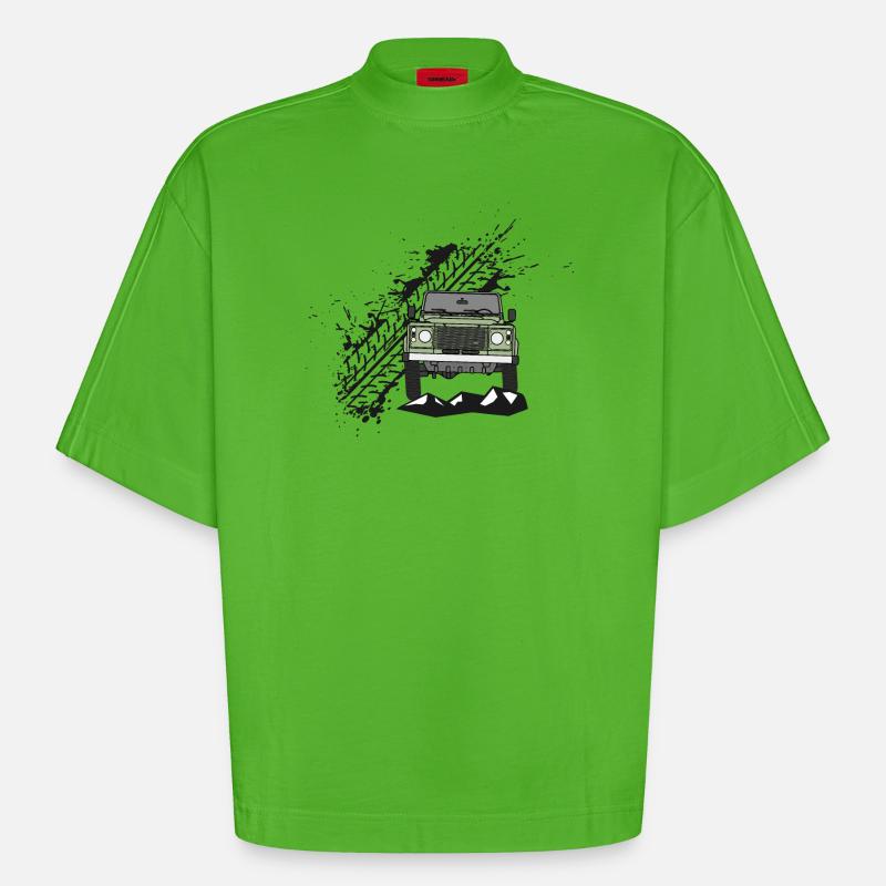 Defender Splash Front - T-shirt bio épais oversize Boxy fabriqué en UE - Apple Neon