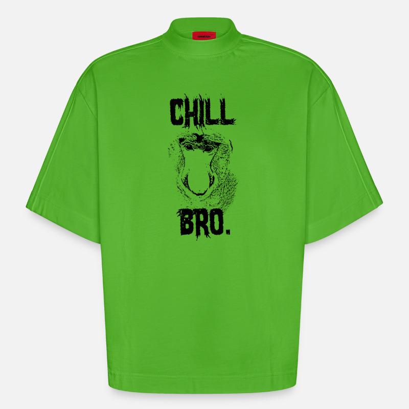 Chill Bro Proboscis Monkey Gift - T-shirt bio épais oversize Boxy fabriqué en UE - Apple Neon
