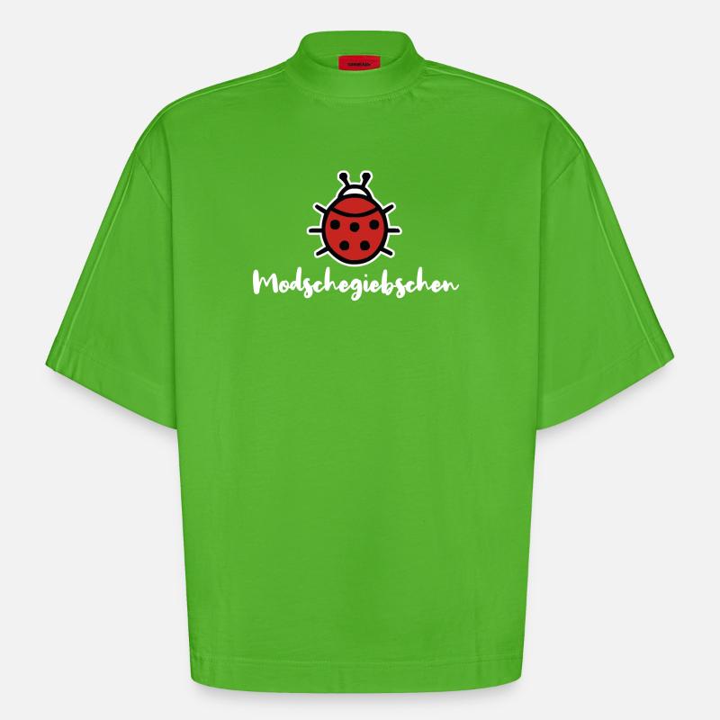 Modschegiebchen Marienkäfer Sächsisch Dialekt - Heavyweight Oversized Organic Boxy T-Shirt Made in EU - Apple Neon