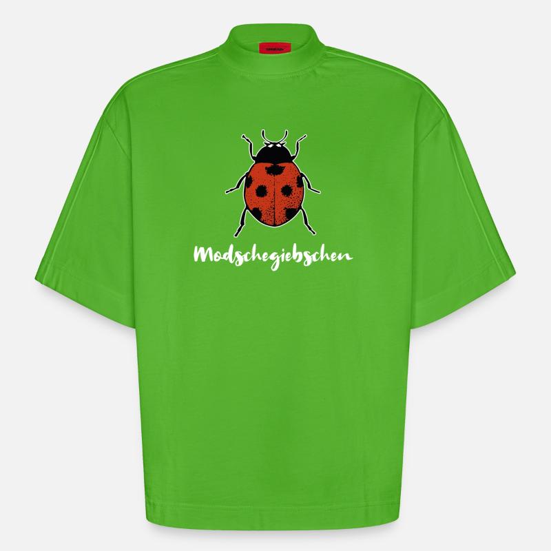 Modschegiebchen Marienkäfer Sächsisch Geschenk - Heavyweight Oversized Organic Boxy T-Shirt Made in EU - Apple Neon
