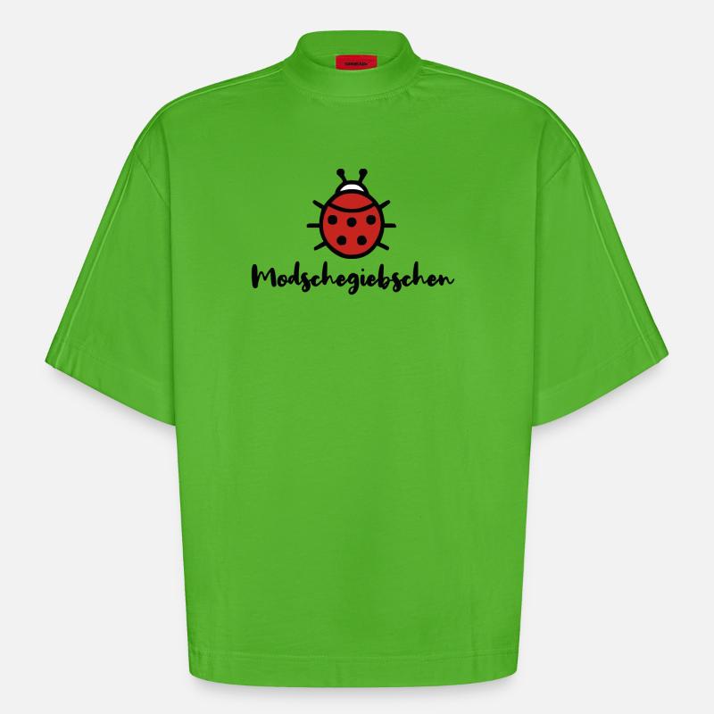 Modschegiebchen Marienkäfer Sächsisch Dialekt - Heavyweight Oversized Organic Boxy T-Shirt Made in EU - Apple Neon
