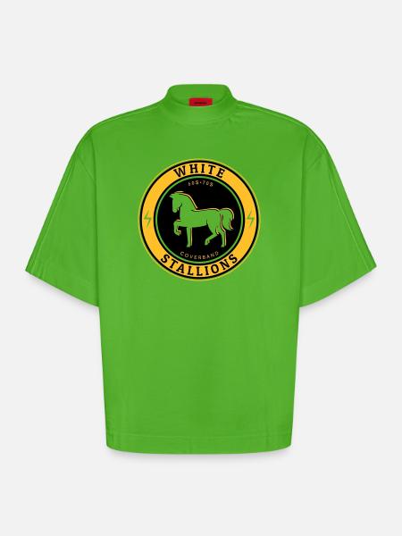 Étalons blancs - T-shirt bio épais oversize Boxy fabriqué en UE - Apple Neon