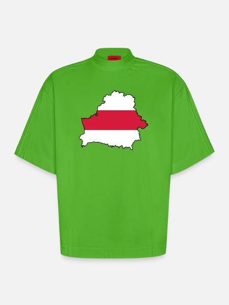 Silhouette of Belarus - Heavyweight Oversized Organic Boxy T-Shirt Made in EU - Apple Neon