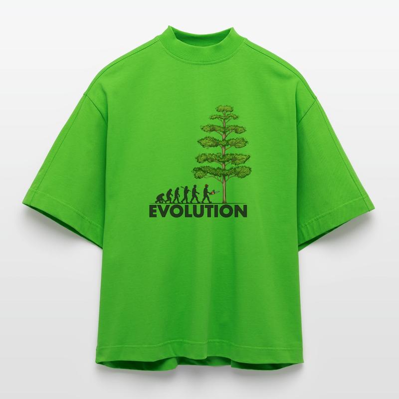 Tronçonneuse Evolution Grey Big Tree T-shirt bio épais oversize Boxy fabriqué en UE
