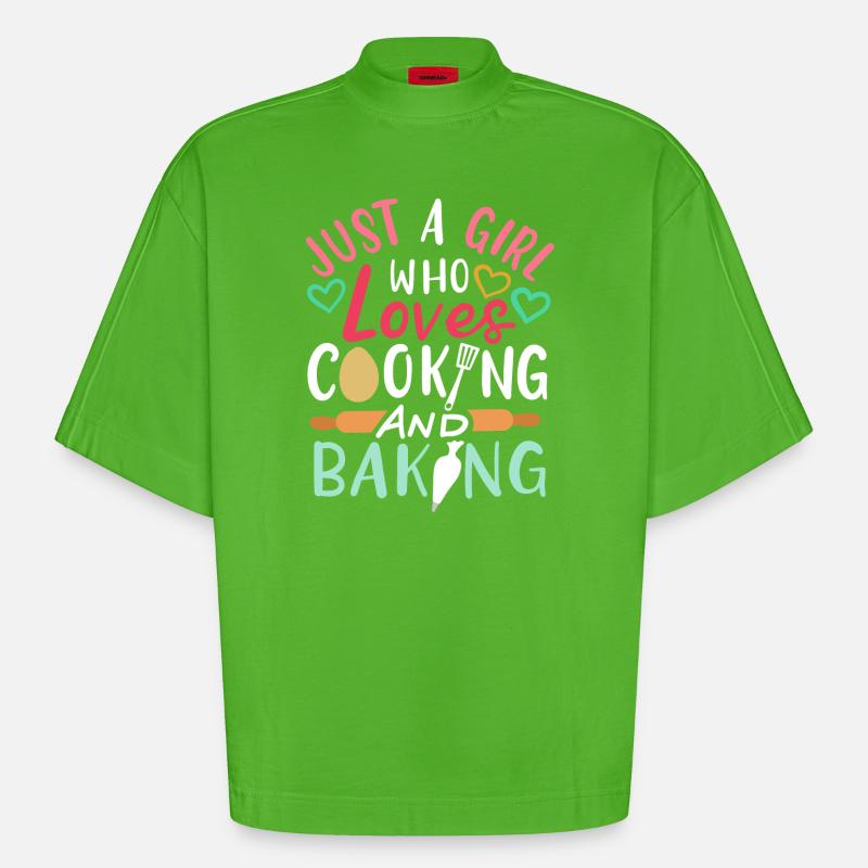 Cuisson de la cuisson - T-shirt bio épais oversize Boxy fabriqué en UE - Apple Neon