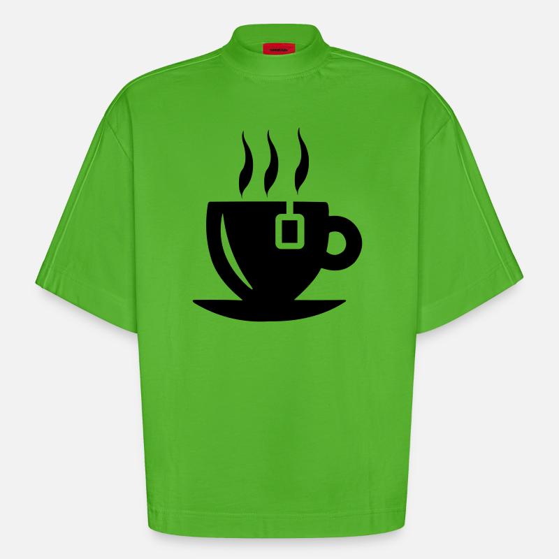 Teetasse mit Teebeutel - Heavyweight Oversized Organic Boxy T-Shirt Made in EU - Apple Neon