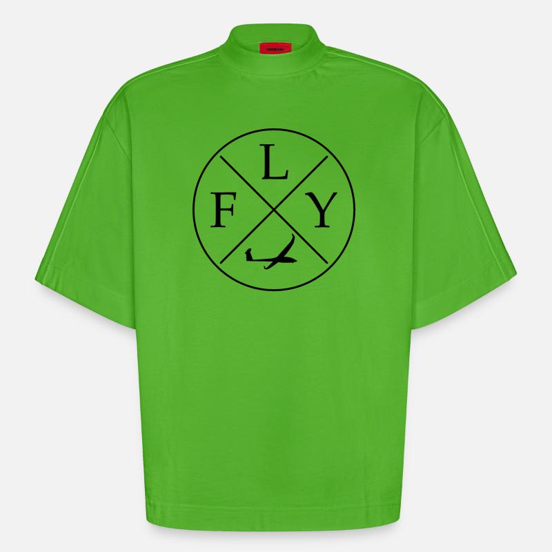 FLY Logo Glider remote control rc - Heavyweight Oversized Organic Boxy T-Shirt Made in EU - Apple Neon