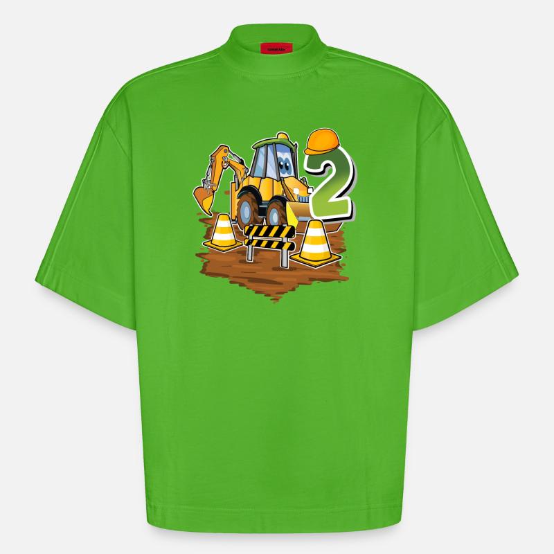 2 ans bagger anniversaire d’enfant - T-shirt bio épais oversize Boxy fabriqué en UE - Apple Neon