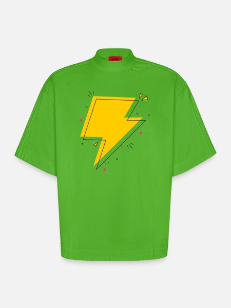 Dynamic Ray in Yellow and Black - Heavyweight Oversized Organic Boxy T-Shirt Made in EU - Apple Neon