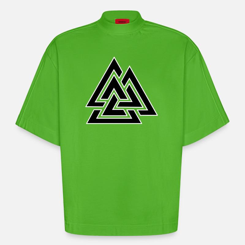 Triangular intertwined pattern - Heavyweight Oversized Organic Boxy T-Shirt Made in EU - Apple Neon