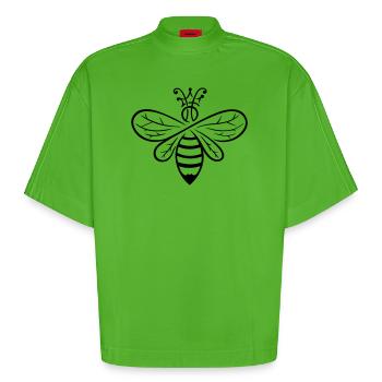 Bee Queen Bee Queen - Heavyweight Oversized Organic Boxy T-Shirt Made in EU - Apple Neon - Front